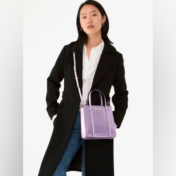 ♠️ NWT KATE SPADE Limited Edition Metallic quartz pink patent leather Small Tote - Picture 2 of 14